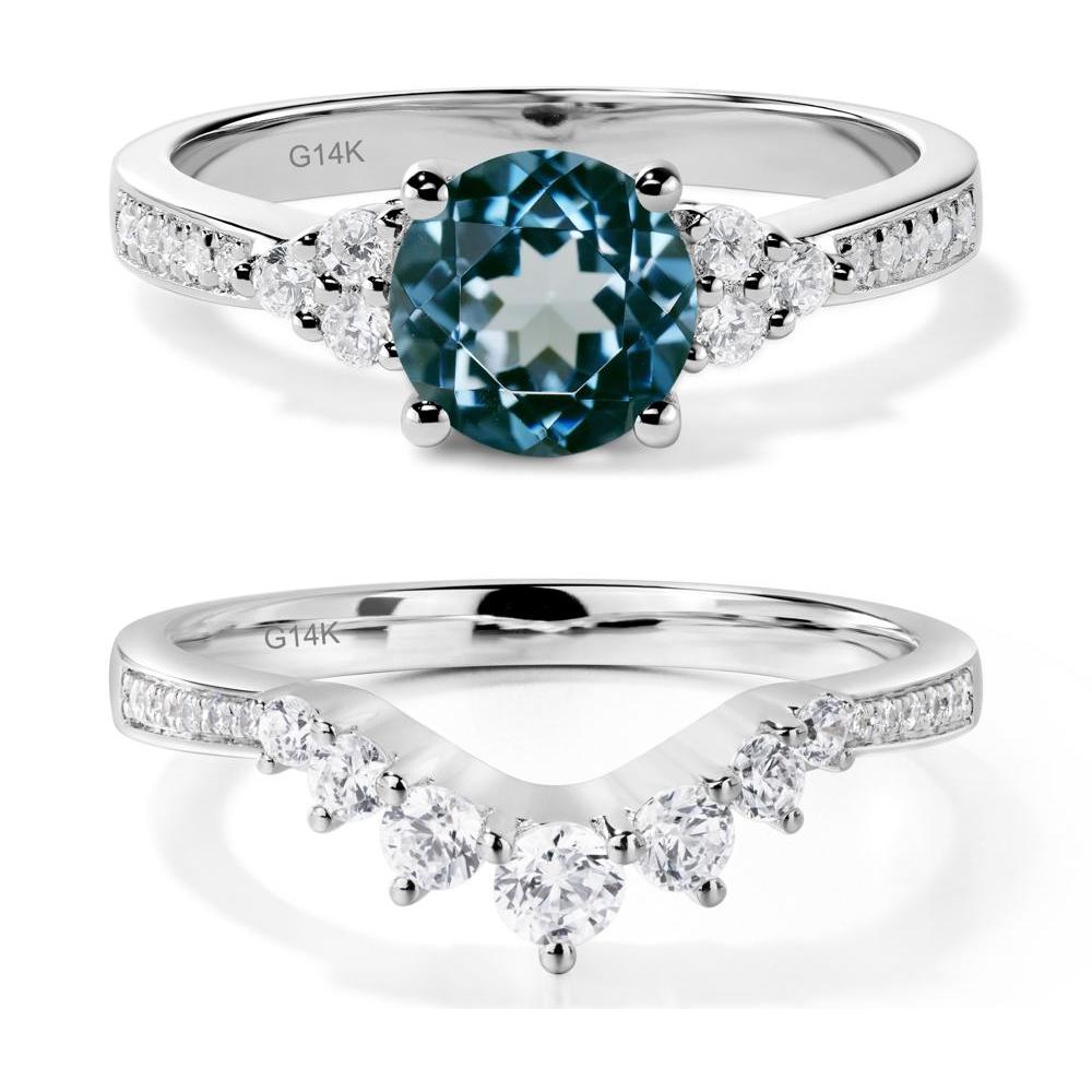 Round Cut London Blue Topaz Engagement Ring - LUO Jewelry #metal_14k white gold