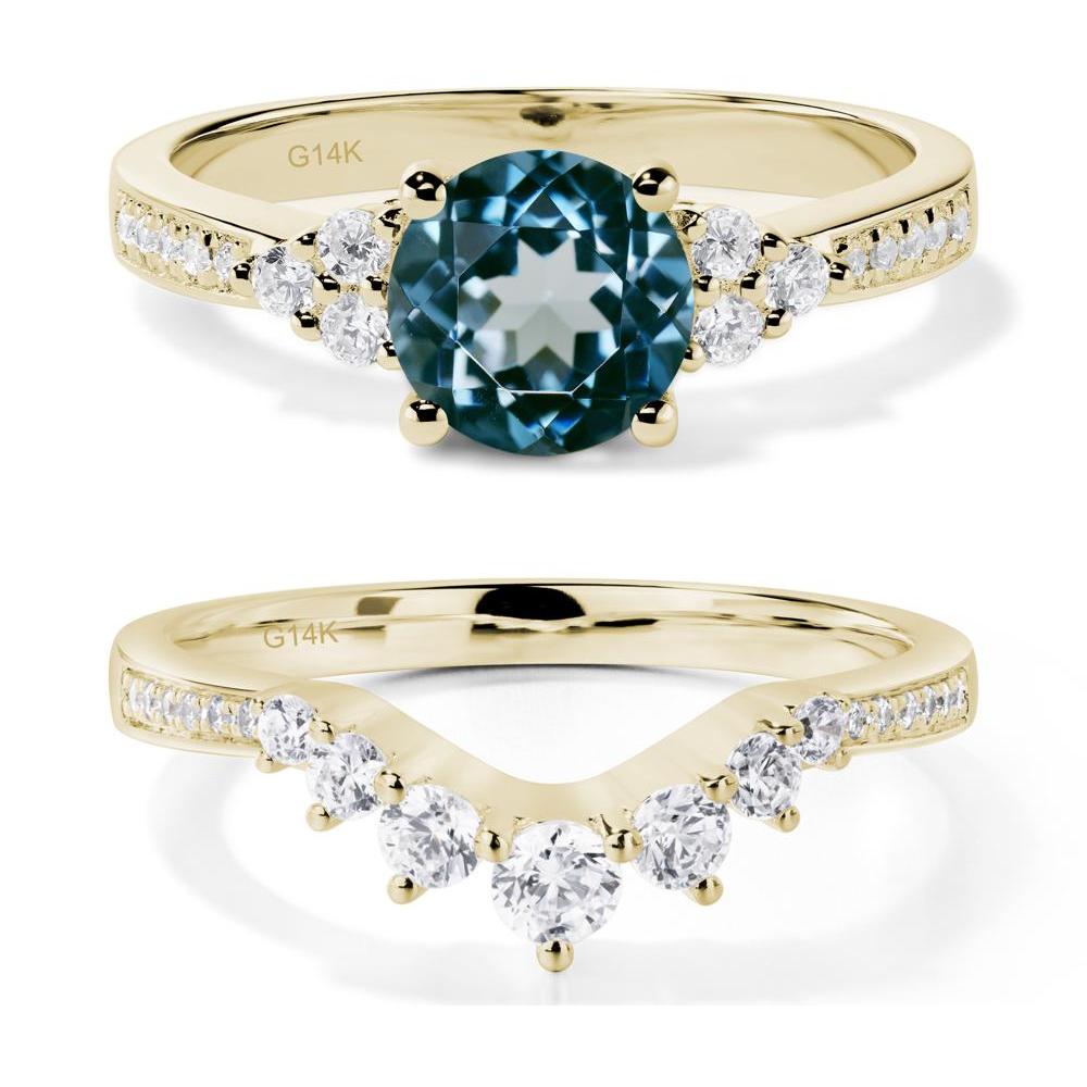 Round Cut London Blue Topaz Engagement Ring - LUO Jewelry #metal_14k yellow gold