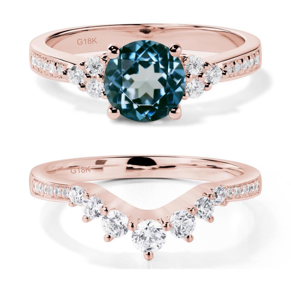 Round Cut London Blue Topaz Engagement Ring - LUO Jewelry #metal_18k rose gold