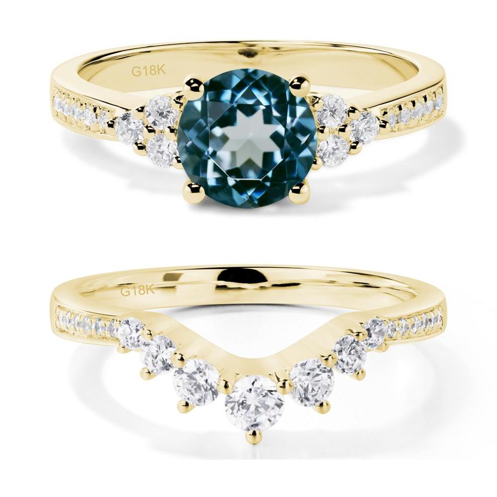 Round Cut London Blue Topaz Engagement Ring - LUO Jewelry #metal_18k yellow gold