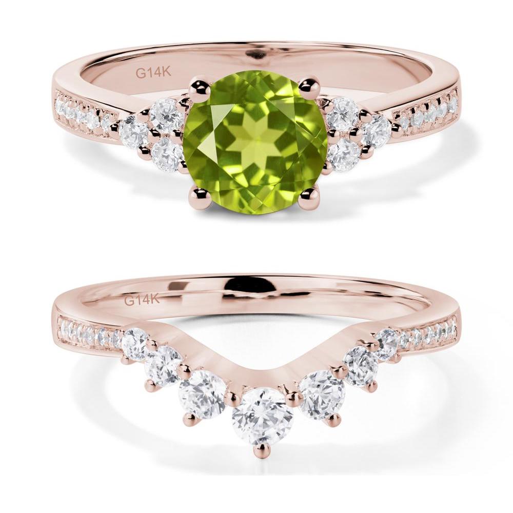 Round Cut Peridot Engagement Ring - LUO Jewelry #metal_14k rose gold