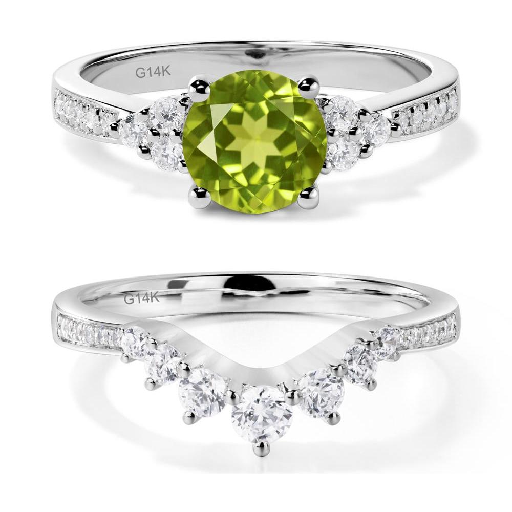 Round Cut Peridot Engagement Ring - LUO Jewelry #metal_14k white gold