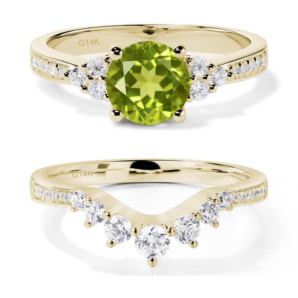 Round Cut Peridot Engagement Ring - LUO Jewelry #metal_14k yellow gold