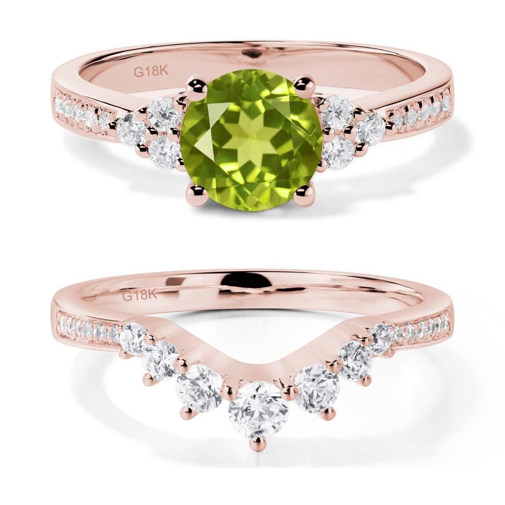 Round Cut Peridot Engagement Ring - LUO Jewelry #metal_18k rose gold