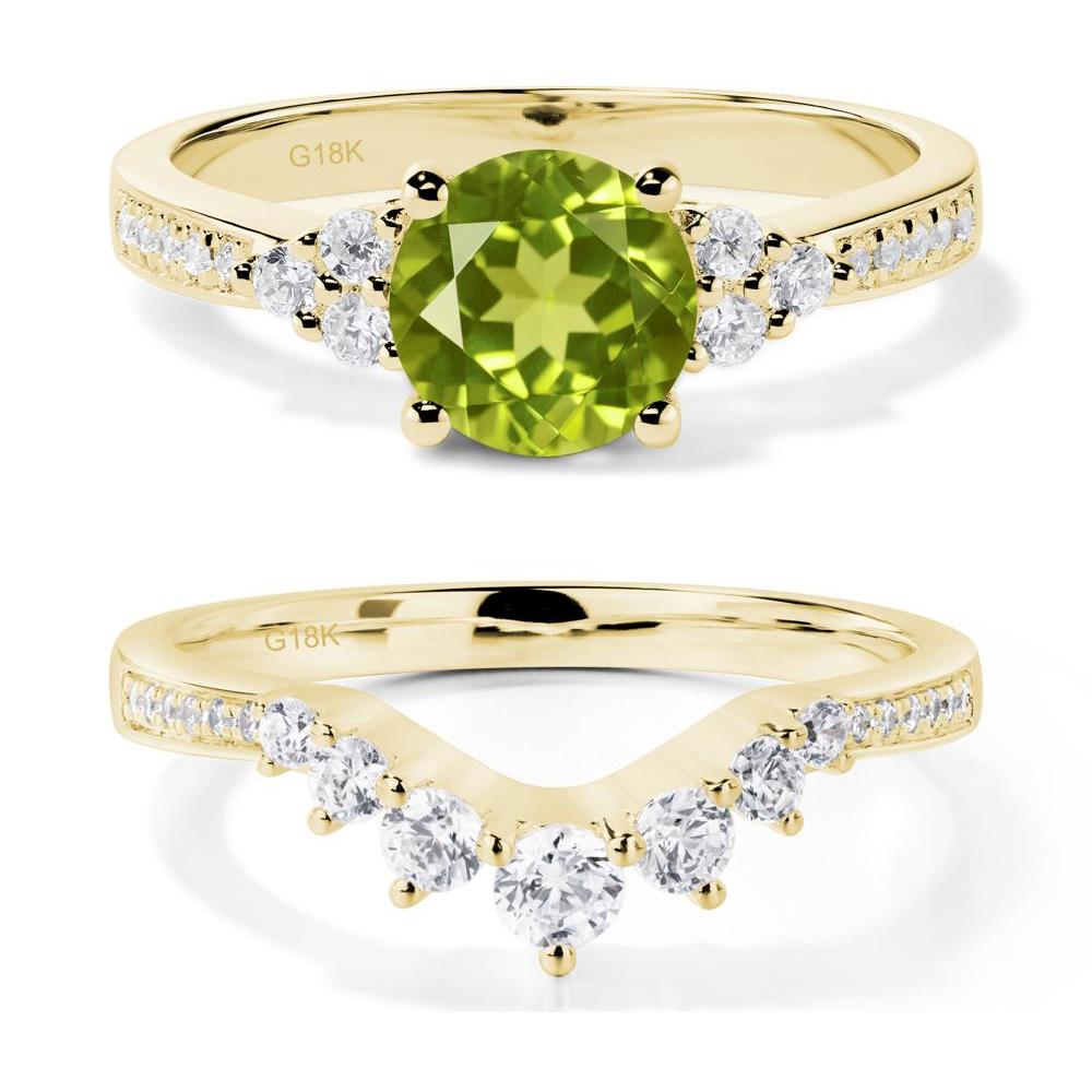 Round Cut Peridot Engagement Ring - LUO Jewelry #metal_18k yellow gold