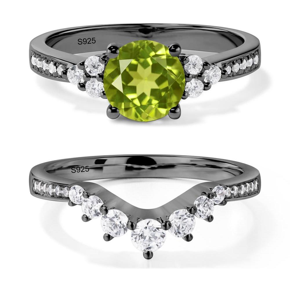 Round Cut Peridot Engagement Ring - LUO Jewelry #metal_black finish sterling silver