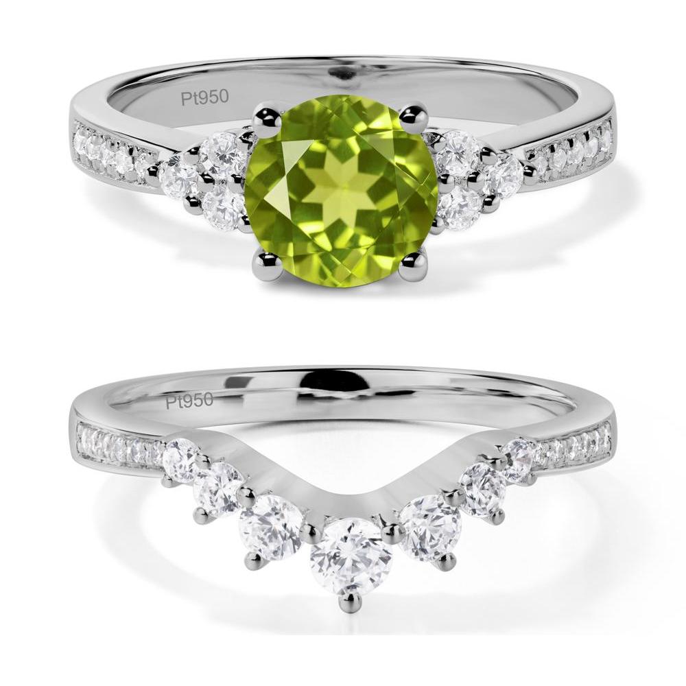 Round Cut Peridot Engagement Ring - LUO Jewelry #metal_platinum