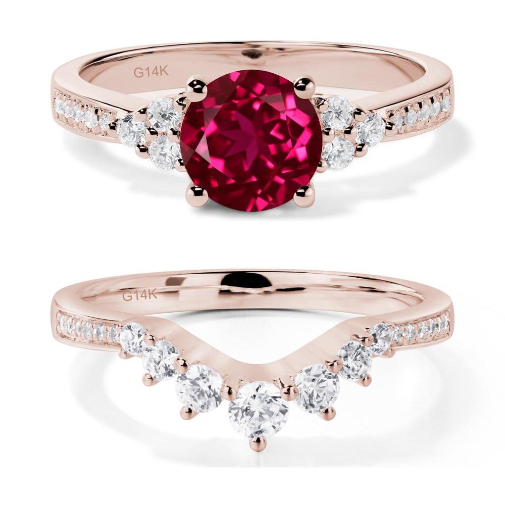 Round Cut Ruby Engagement Ring - LUO Jewelry #metal_14k rose gold