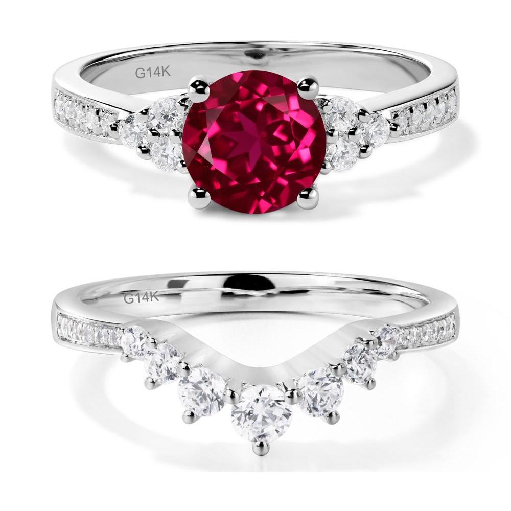 Round Cut Ruby Engagement Ring - LUO Jewelry #metal_14k white gold