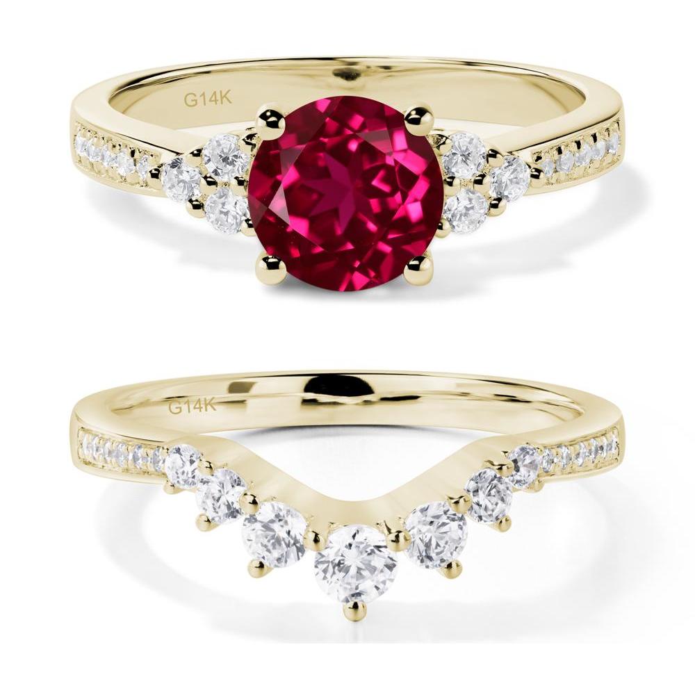 Round Cut Ruby Engagement Ring - LUO Jewelry #metal_14k yellow gold