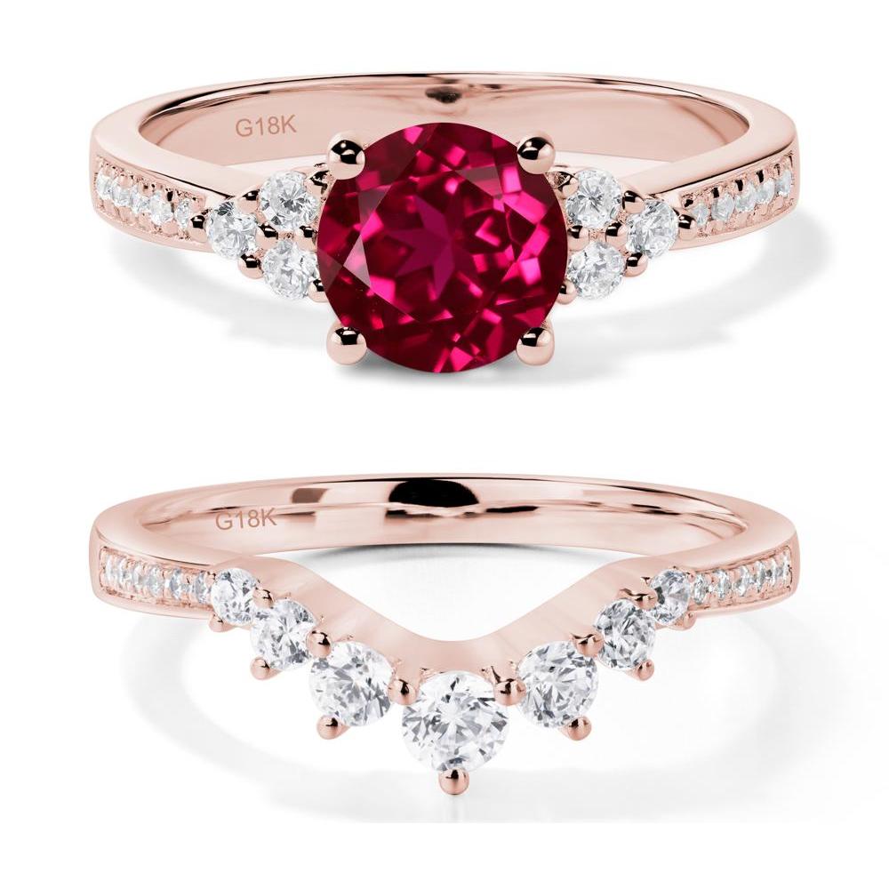 Round Cut Ruby Engagement Ring - LUO Jewelry #metal_18k rose gold