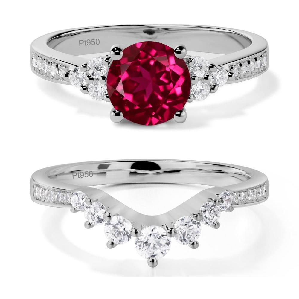 Round Cut Ruby Engagement Ring - LUO Jewelry #metal_platinum