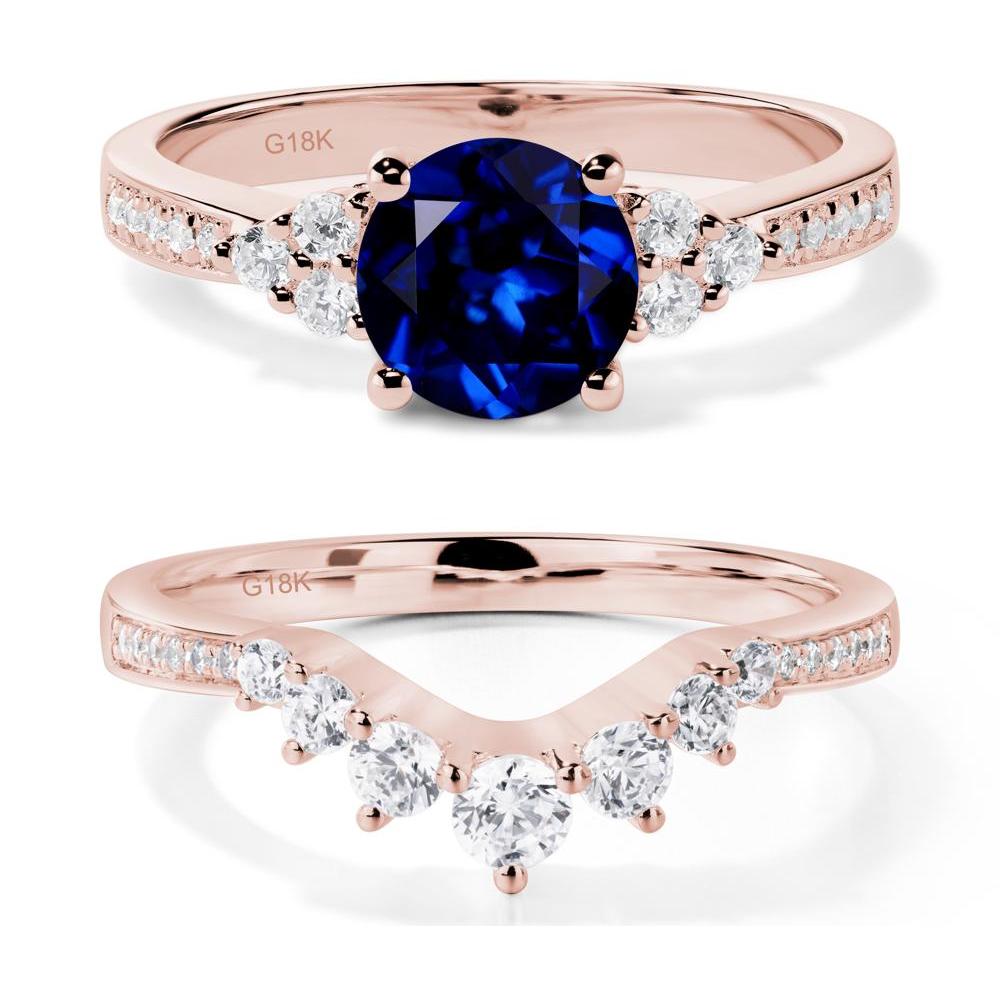 Round Cut Sapphire Engagement Ring - LUO Jewelry #metal_18k rose gold