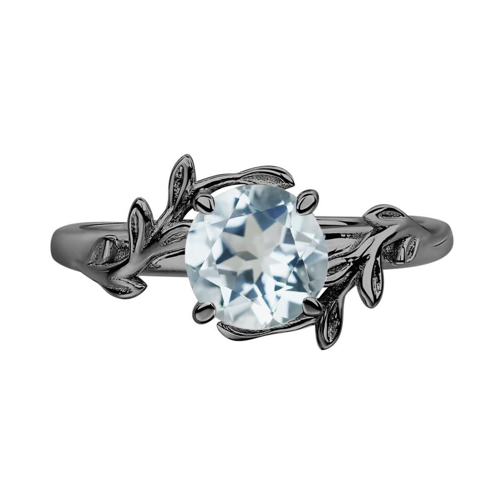 Aquamarine Leaf and Vine Ring - LUO Jewelry #metal_black finish sterling silver