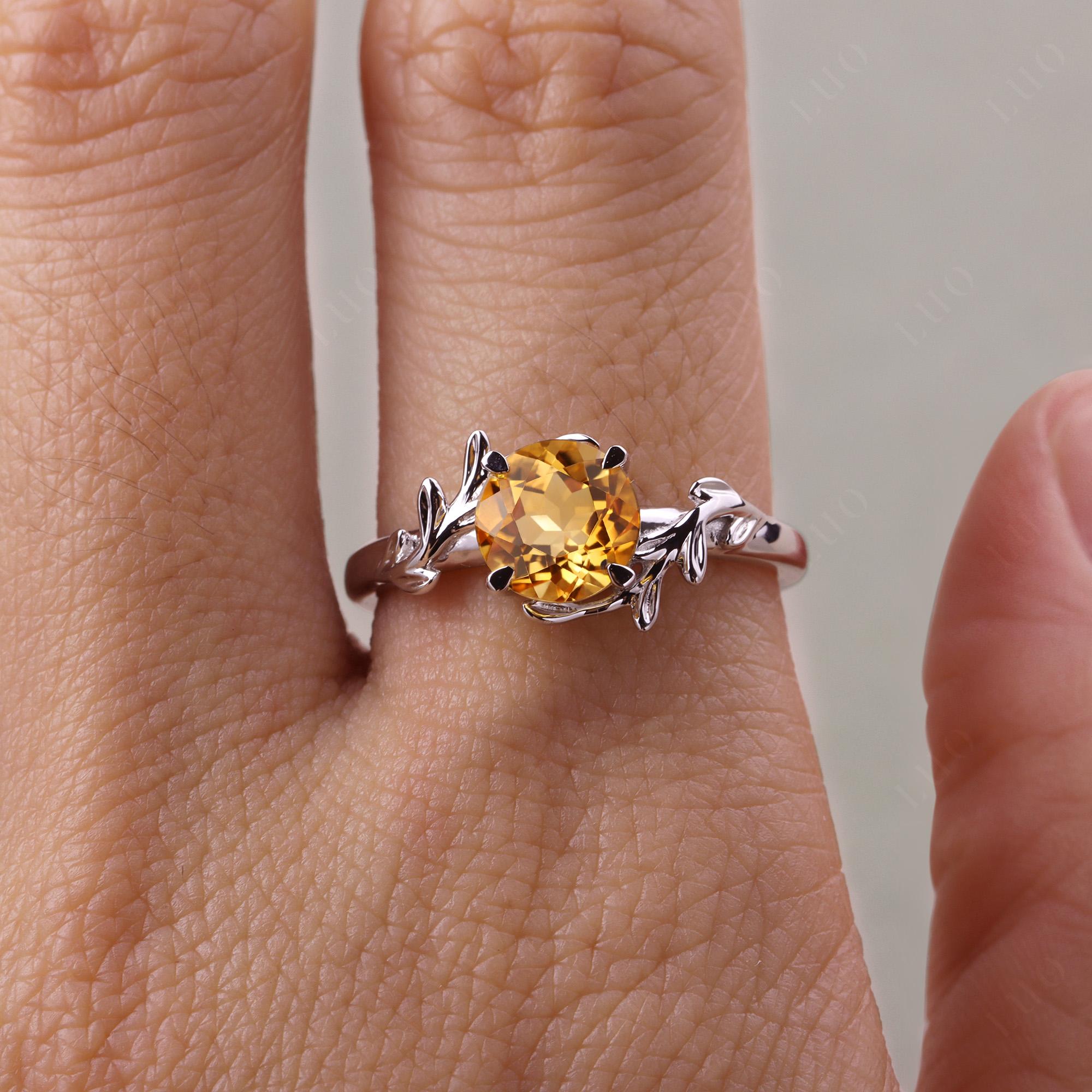 Citrine Leaf and Vine Ring - LUO Jewelry 