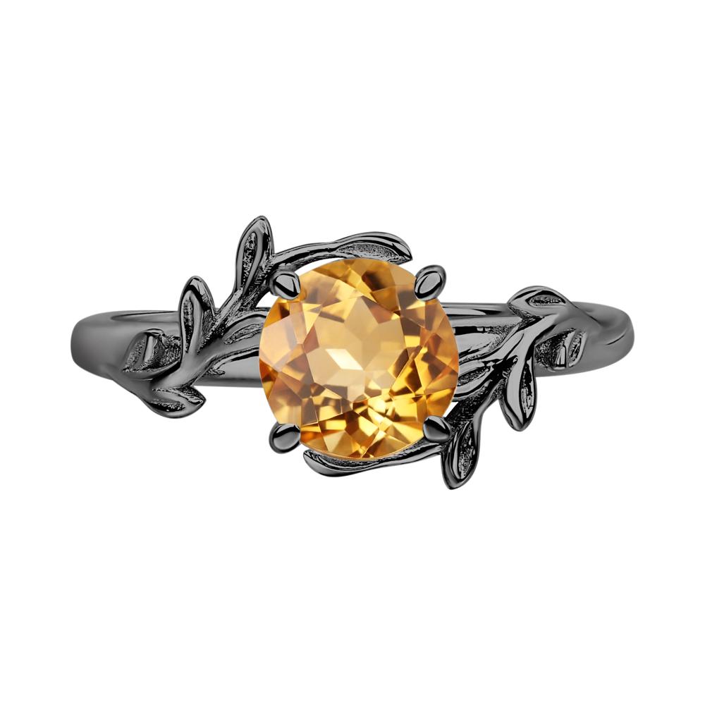 Citrine Leaf and Vine Ring - LUO Jewelry #metal_black finish sterling silver