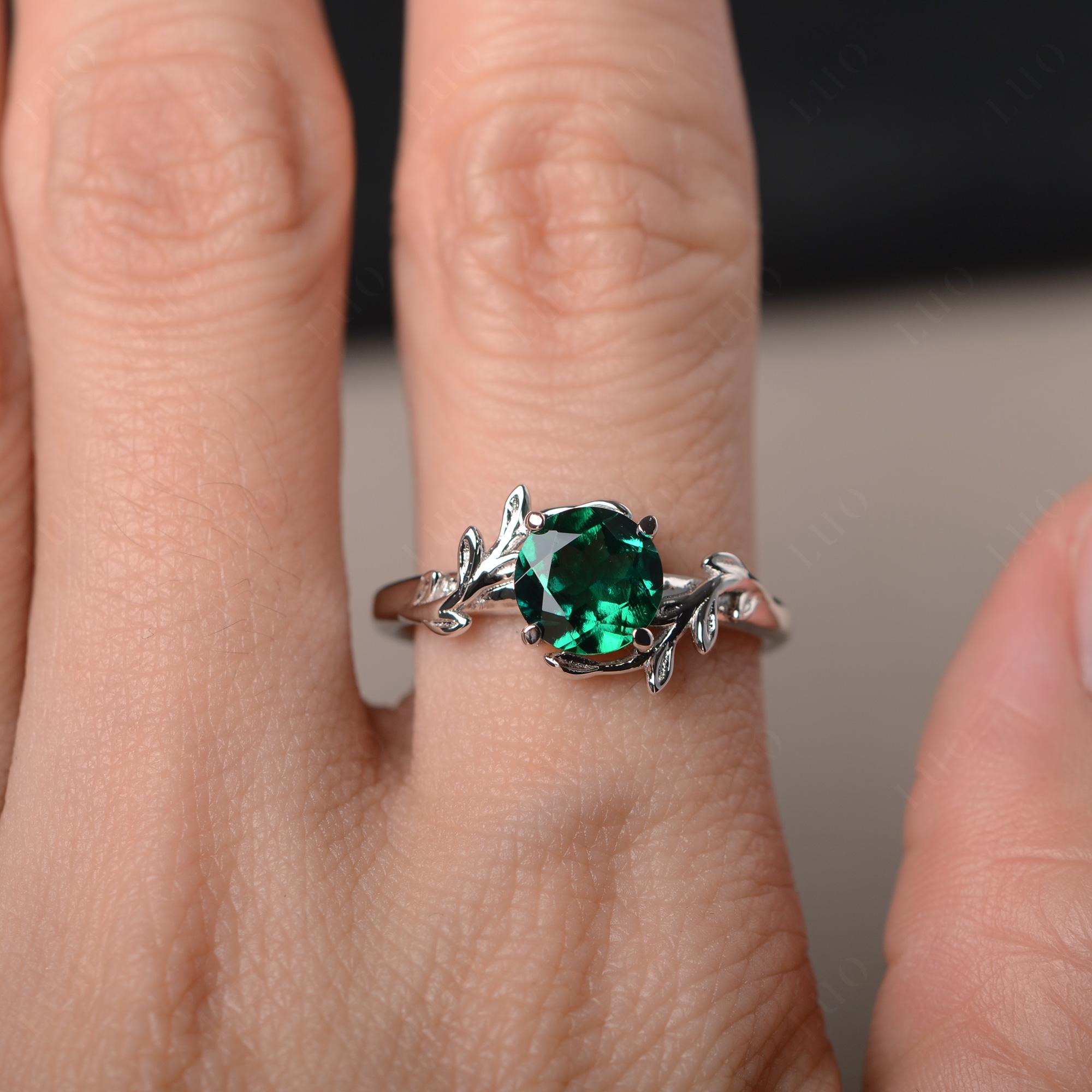 Emerald Vine Engagement Ring - LUO Jewelry 