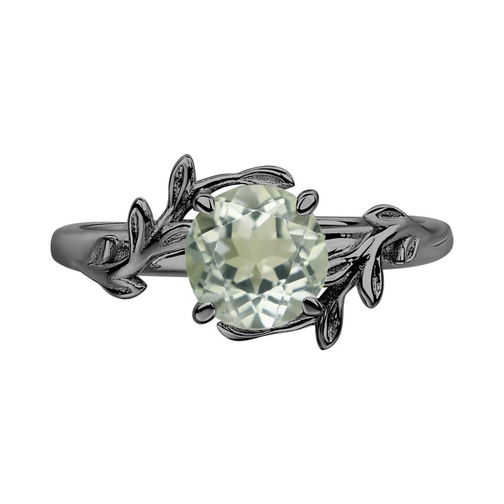 Green Amethyst Leaf and Vine Ring - LUO Jewelry #metal_black finish sterling silver