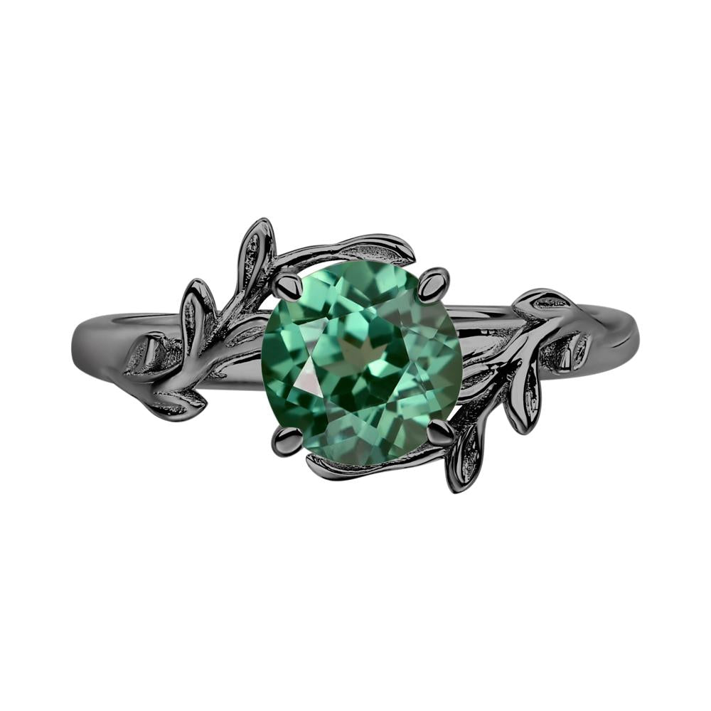 Green Sapphire Vine Engagement Ring - LUO Jewelry #metal_black finish sterling silver