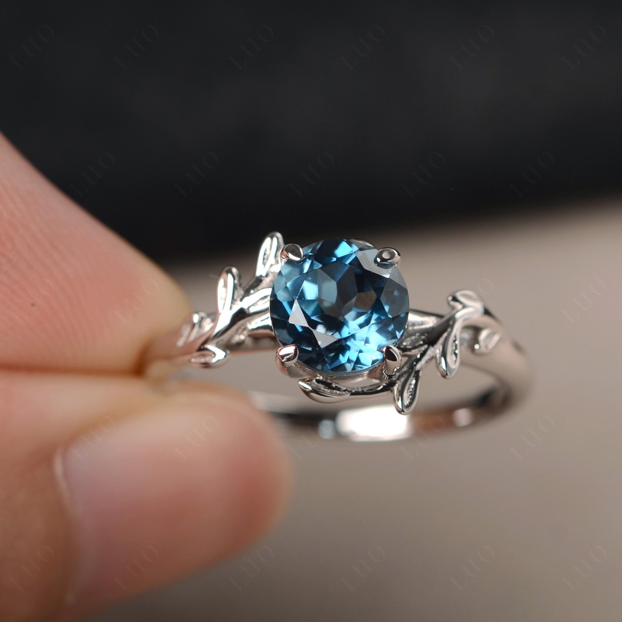 London Blue Topaz Leaf and Vine Ring - LUO Jewelry 