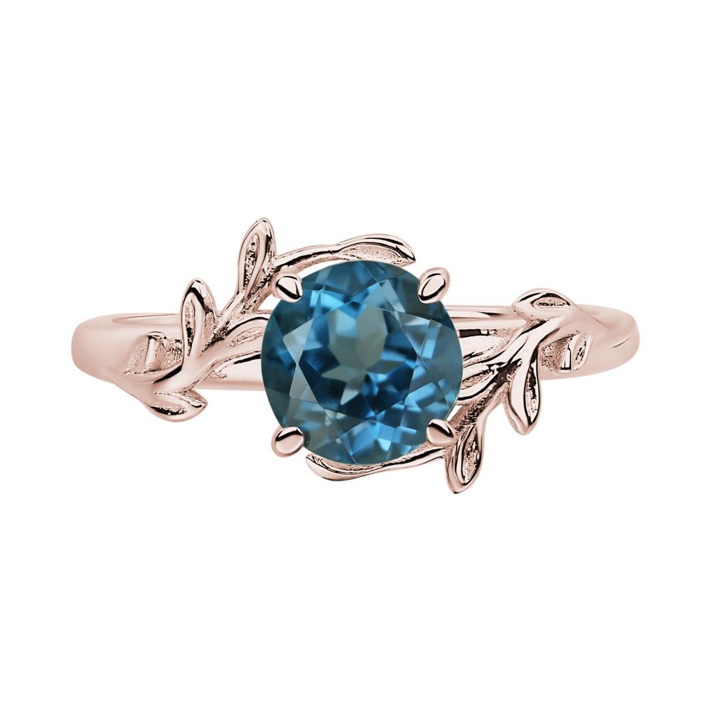 London Blue Topaz Leaf and Vine Ring - LUO Jewelry #metal_14k rose gold