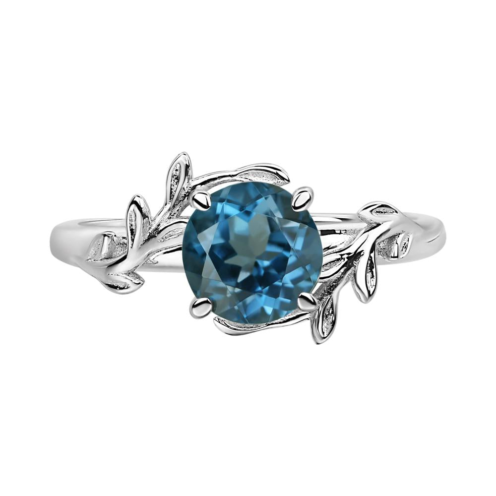 London Blue Topaz Leaf and Vine Ring - LUO Jewelry #metal_14k white gold