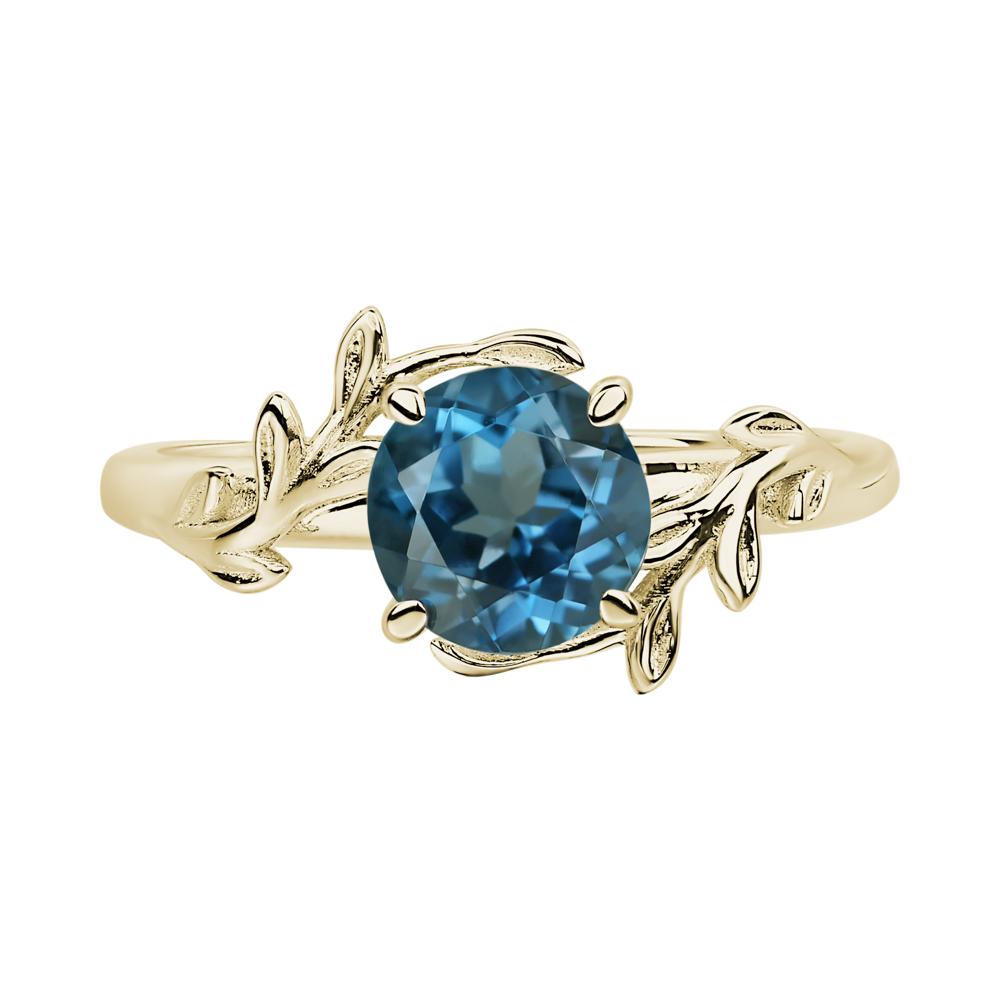 London Blue Topaz Leaf and Vine Ring - LUO Jewelry #metal_14k yellow gold