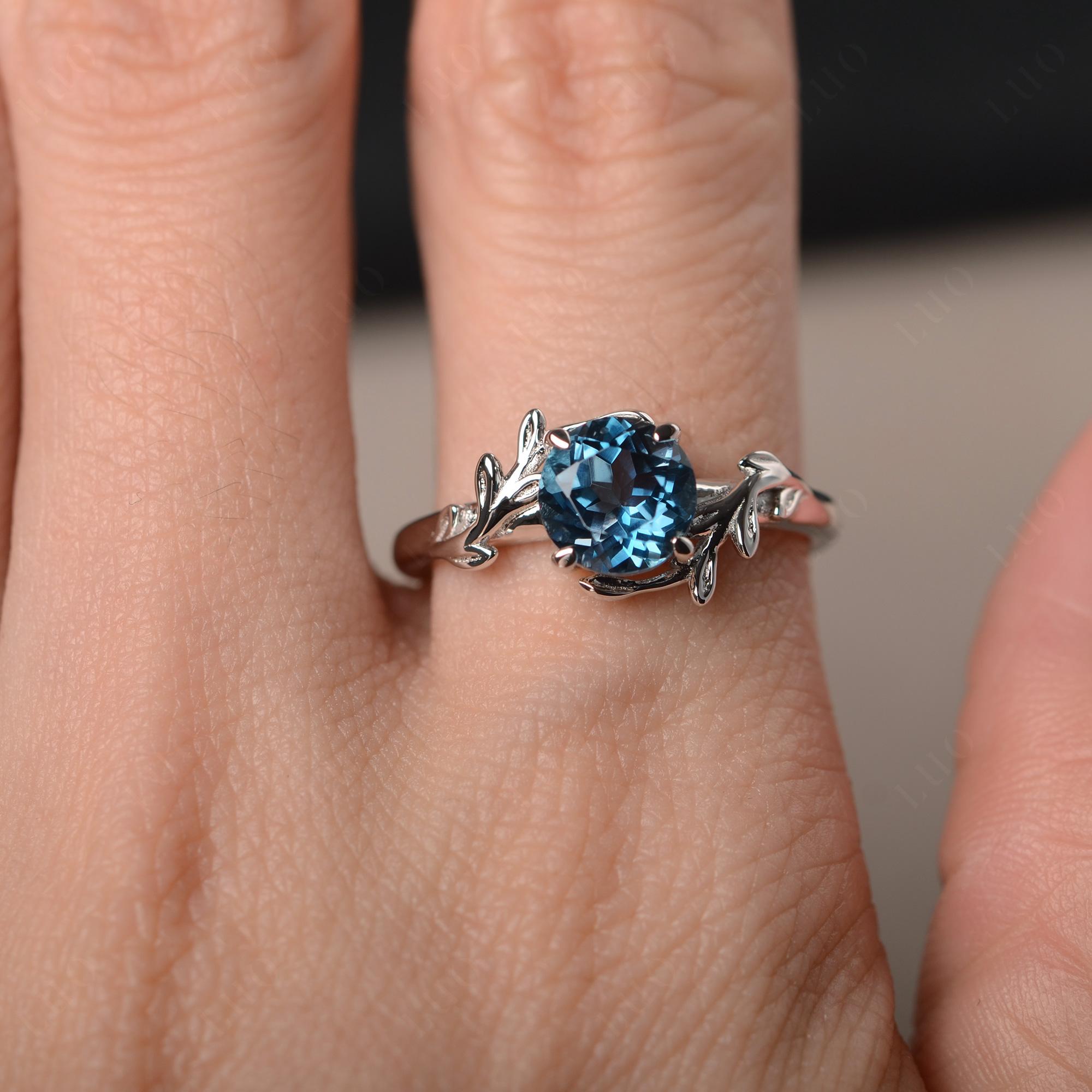 London Blue Topaz Leaf and Vine Ring - LUO Jewelry 