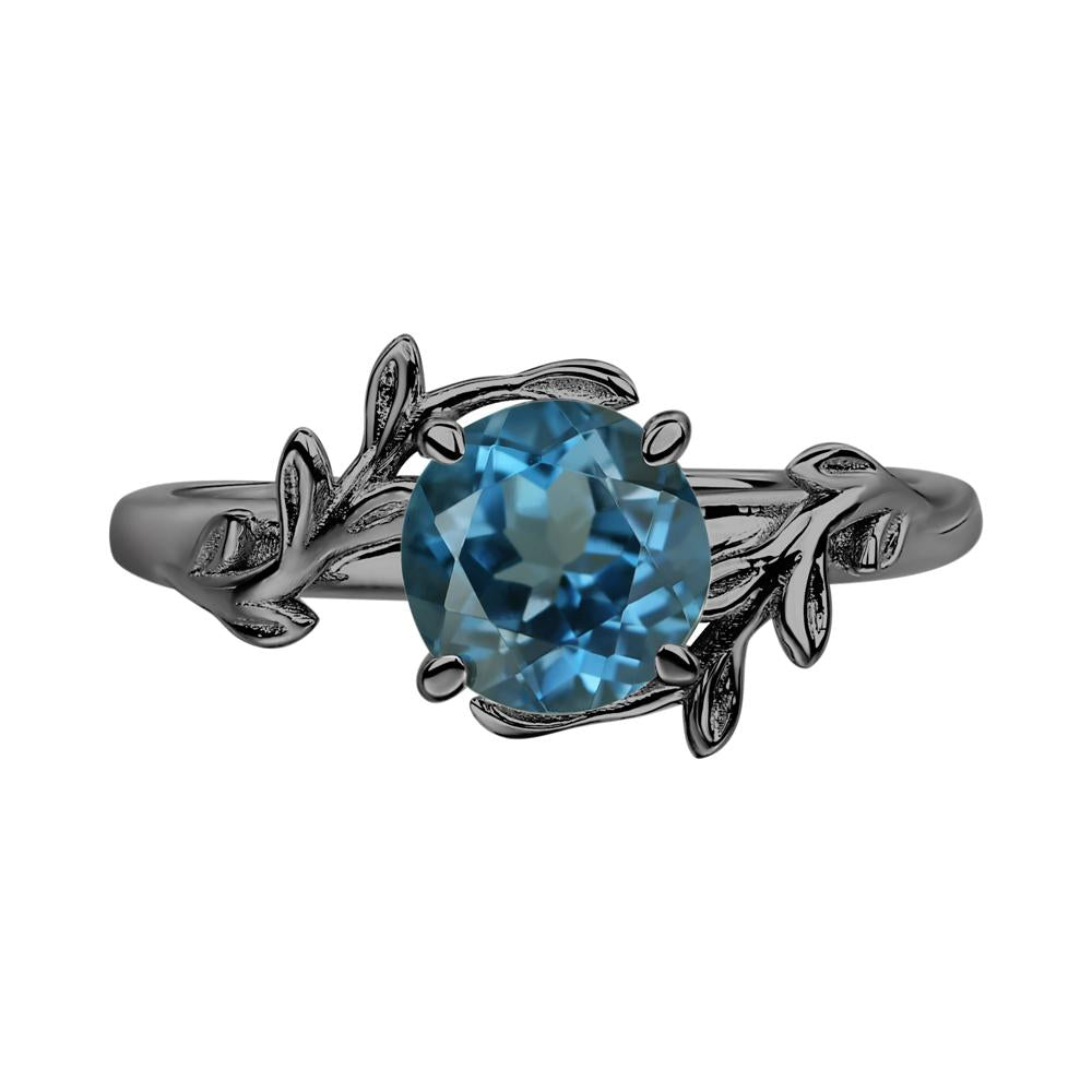 London Blue Topaz Leaf and Vine Ring - LUO Jewelry #metal_black finish sterling silver