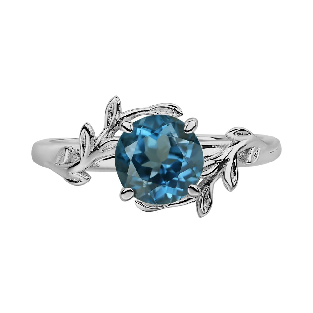 London Blue Topaz Leaf and Vine Ring - LUO Jewelry #metal_platinum