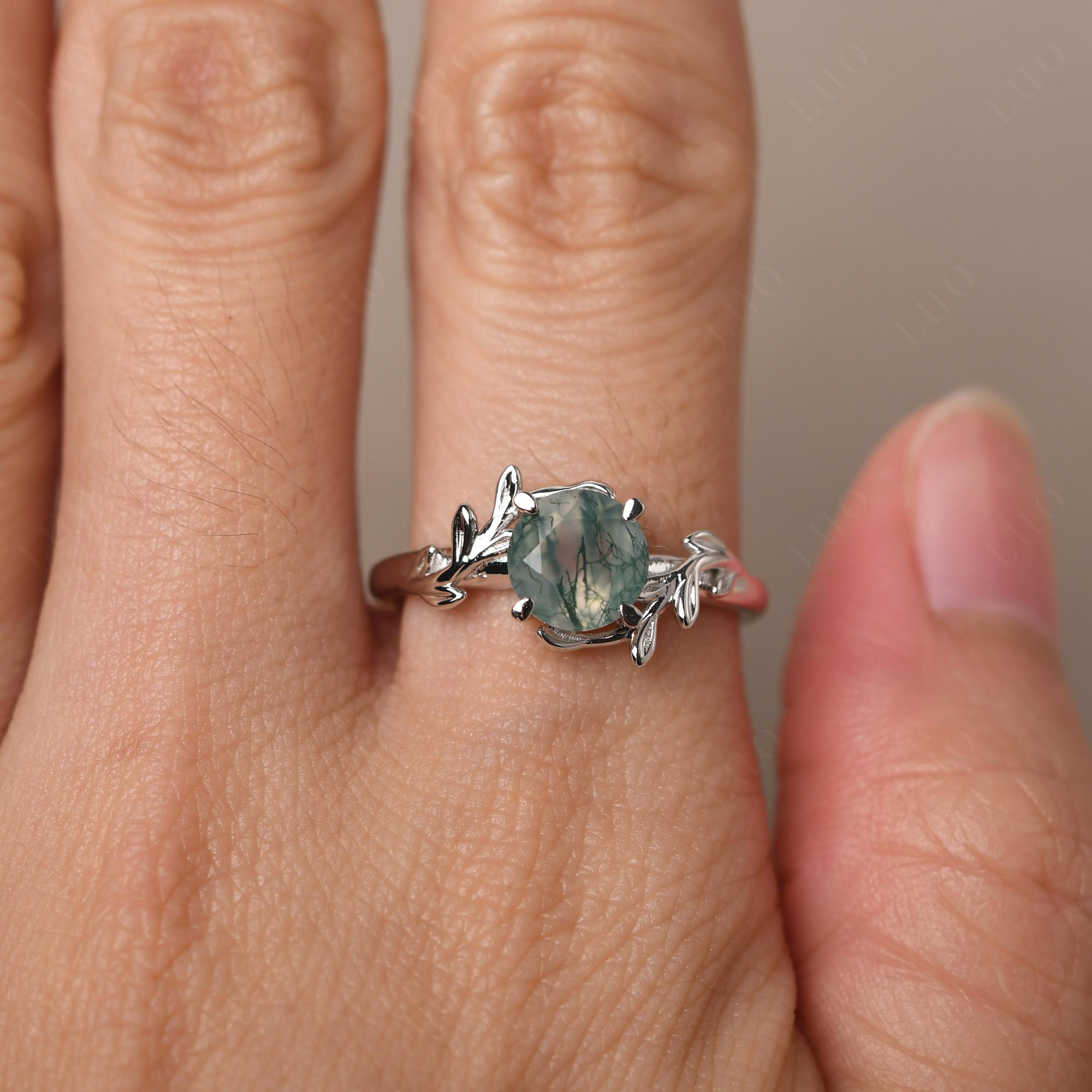 Moss Agate Vine Engagement Ring - LUO Jewelry 