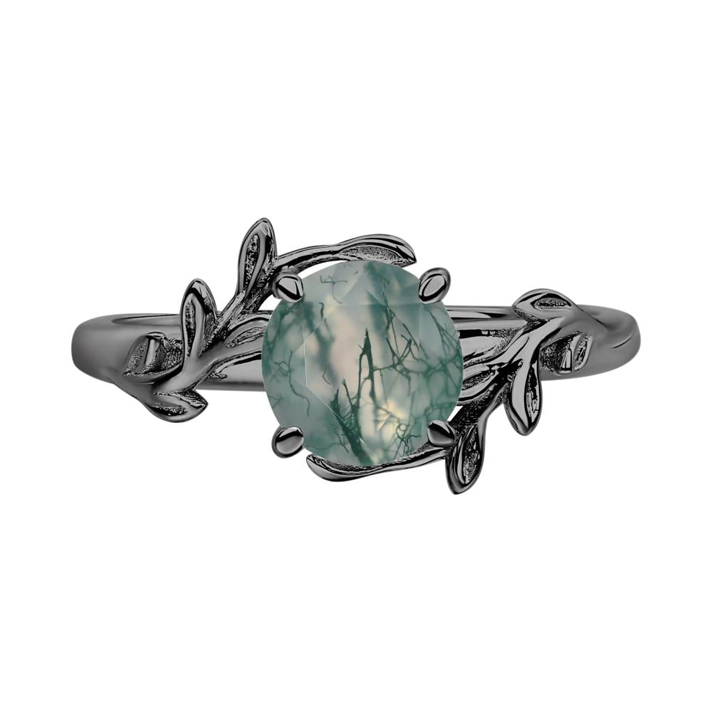 Moss Agate Vine Engagement Ring - LUO Jewelry #metal_black finish sterling silver