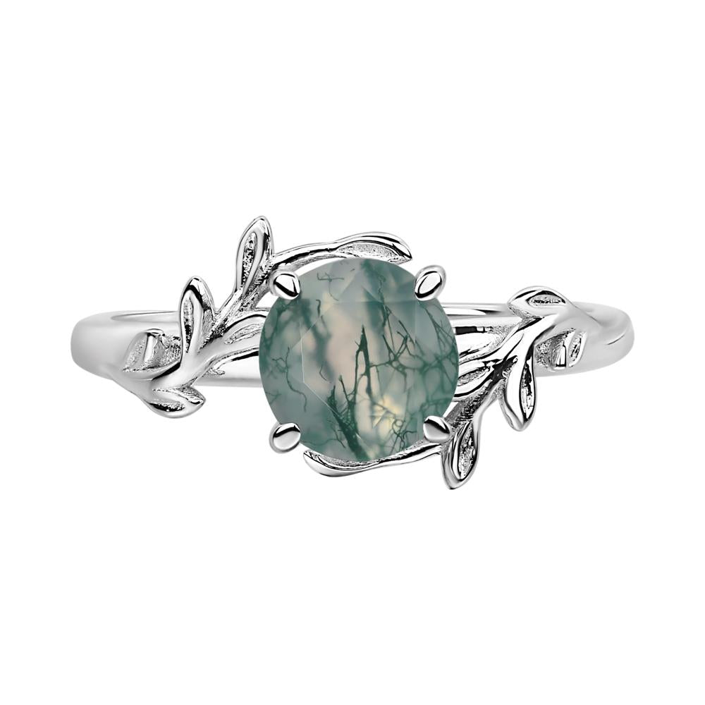 Moss Agate Vine Engagement Ring - LUO Jewelry #metal_sterling silver