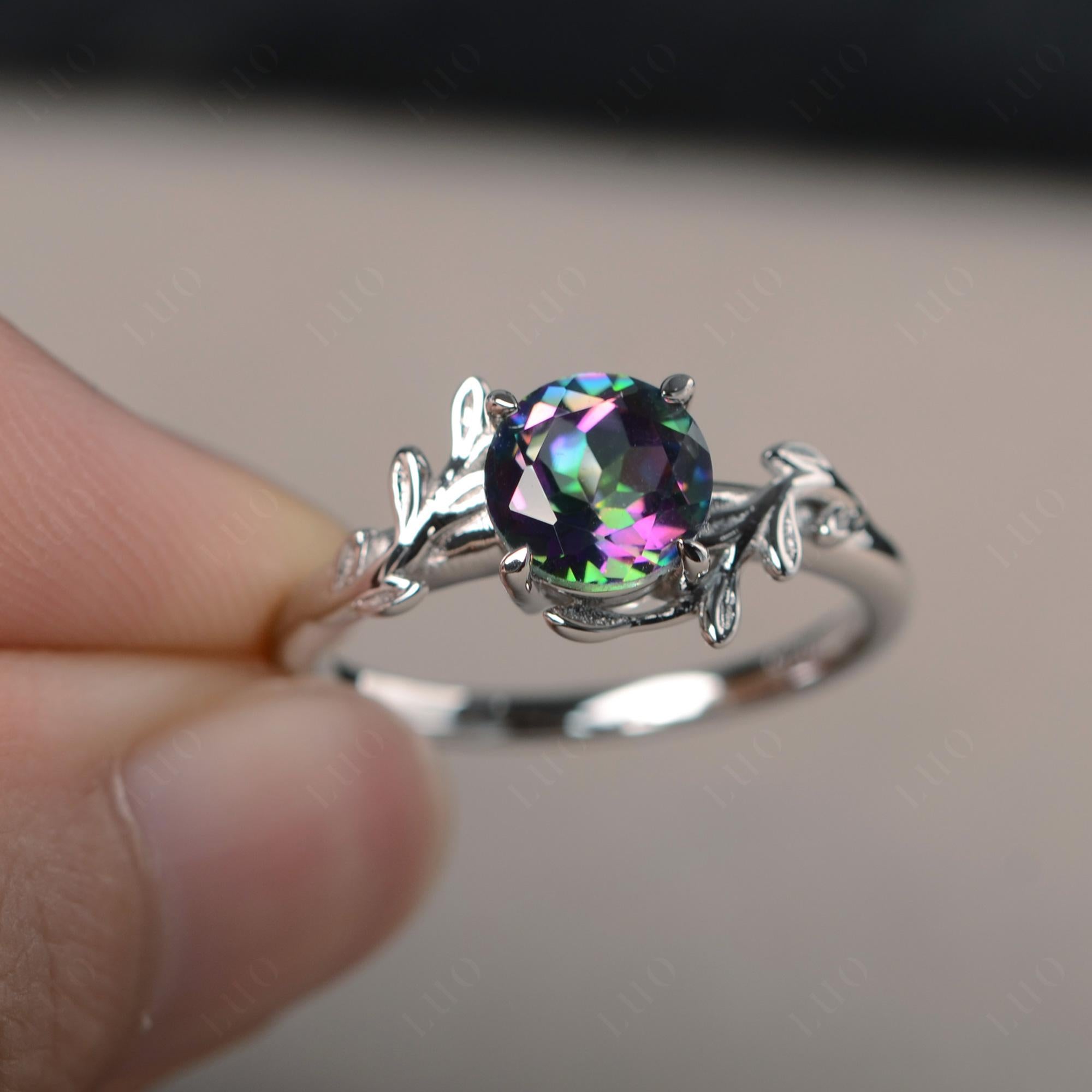 Mystic Topaz Vine Engagement Ring - LUO Jewelry 