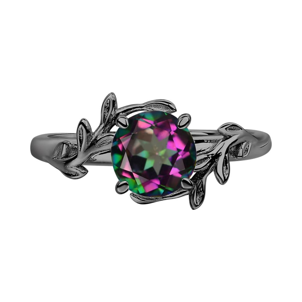 Mystic Topaz Vine Engagement Ring - LUO Jewelry #metal_black finish sterling silver