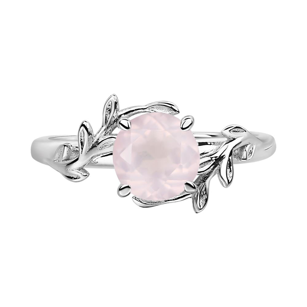 Rose Quartz Leaf and Vine Ring - LUO Jewelry #metal_14k white gold