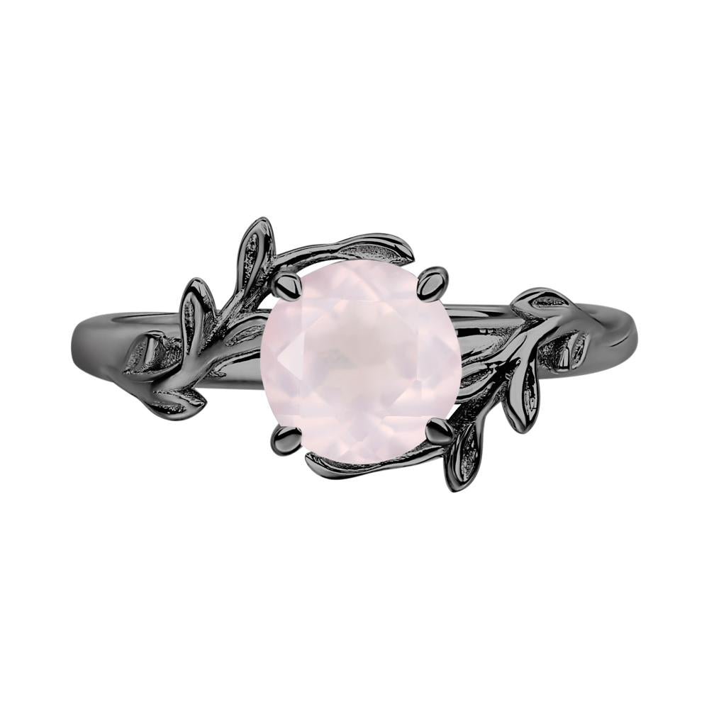 Rose Quartz Leaf and Vine Ring - LUO Jewelry #metal_black finish sterling silver