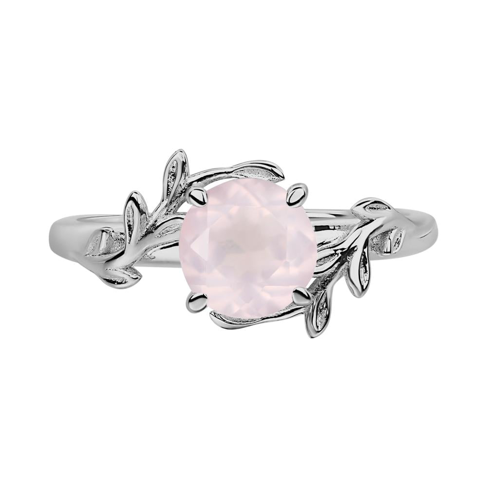 Rose Quartz Leaf and Vine Ring - LUO Jewelry #metal_platinum