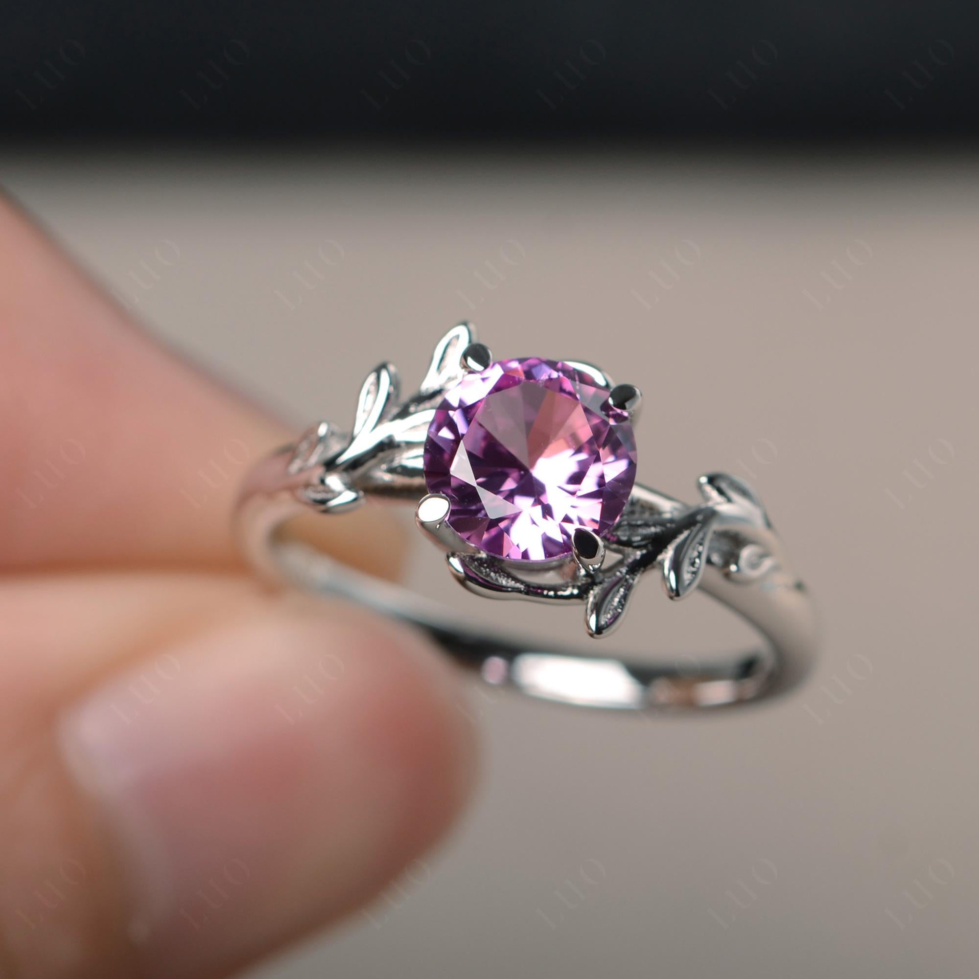 Pink Sapphire Vine Engagement Ring - LUO Jewelry 