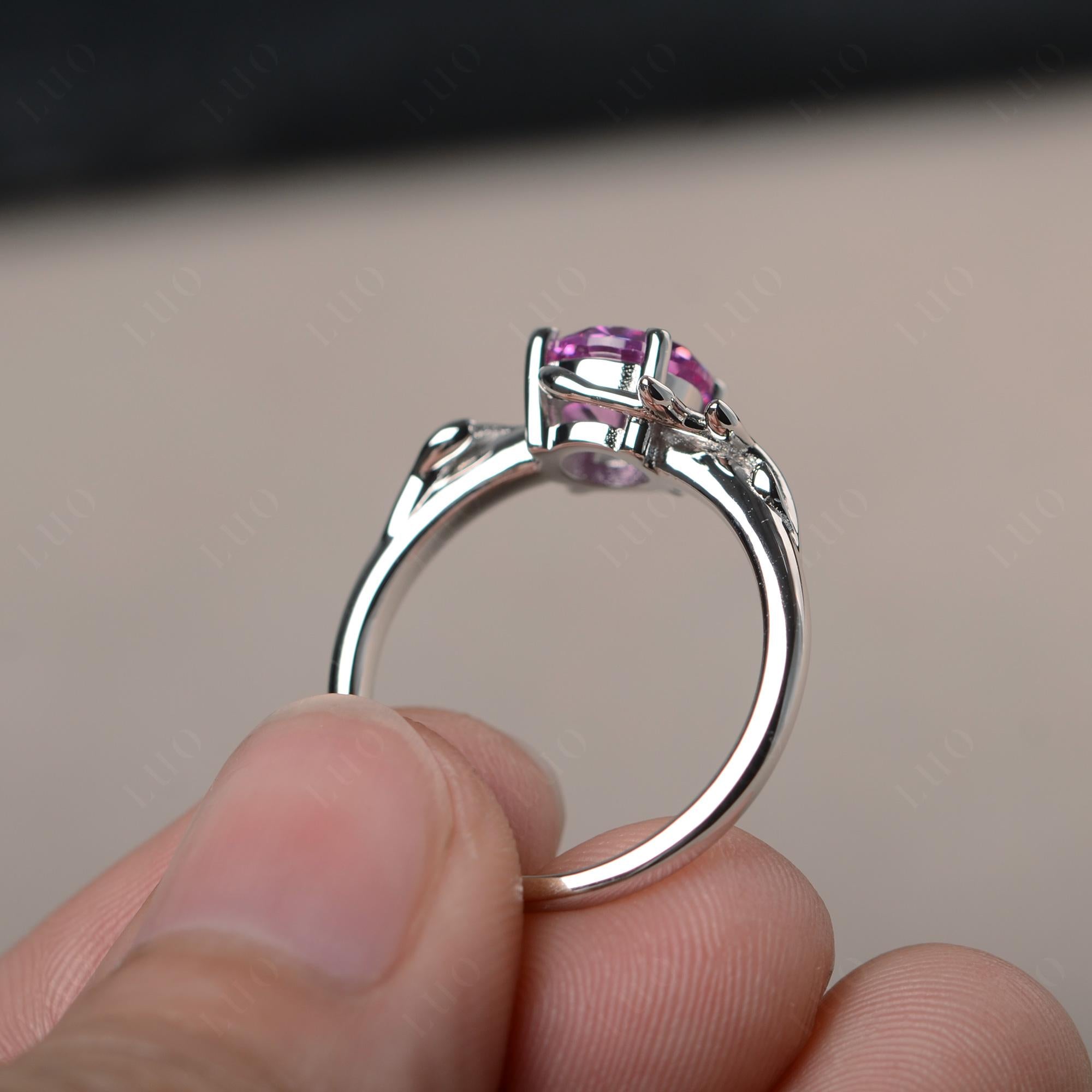 Pink Sapphire Vine Engagement Ring - LUO Jewelry 