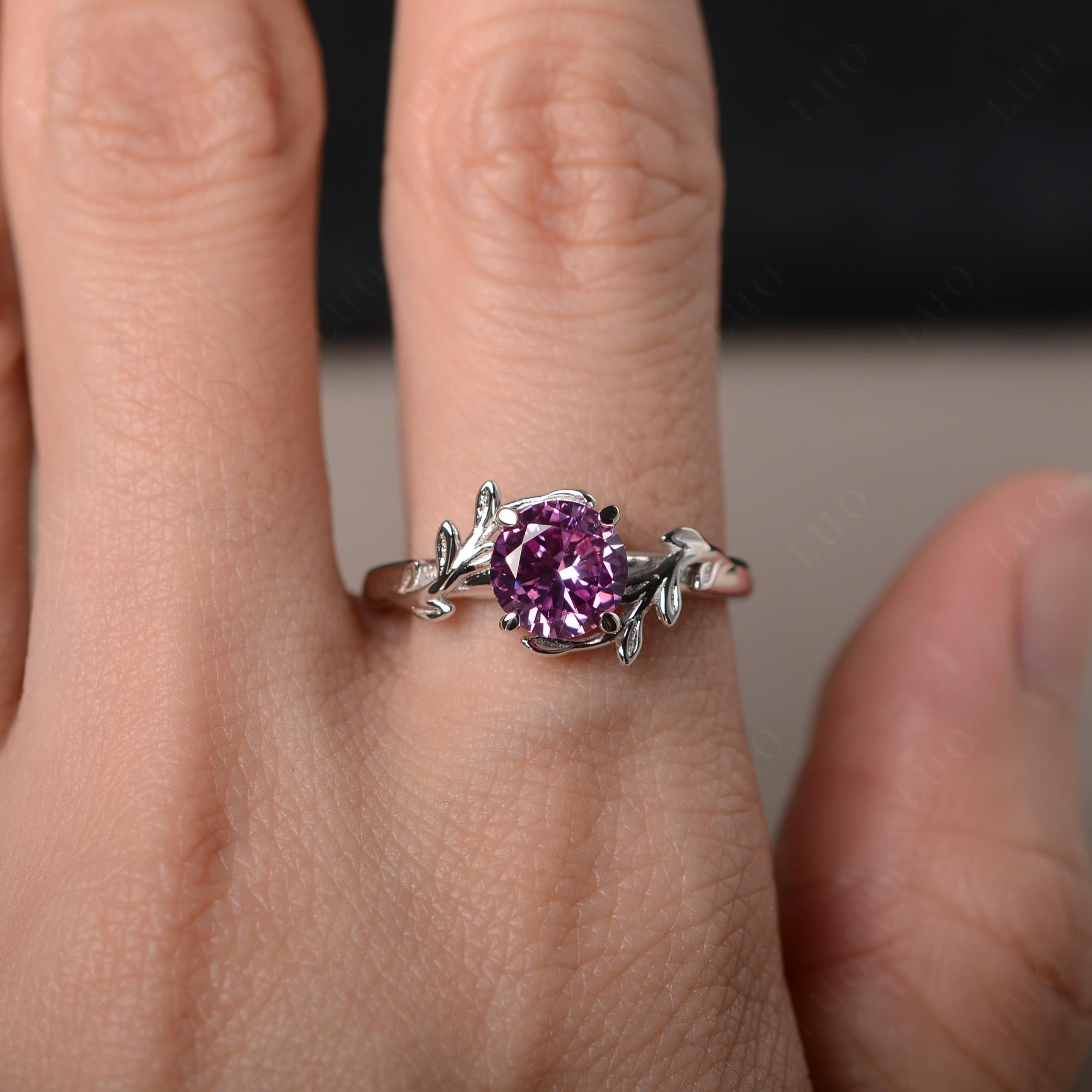 Pink Sapphire Vine Engagement Ring - LUO Jewelry 