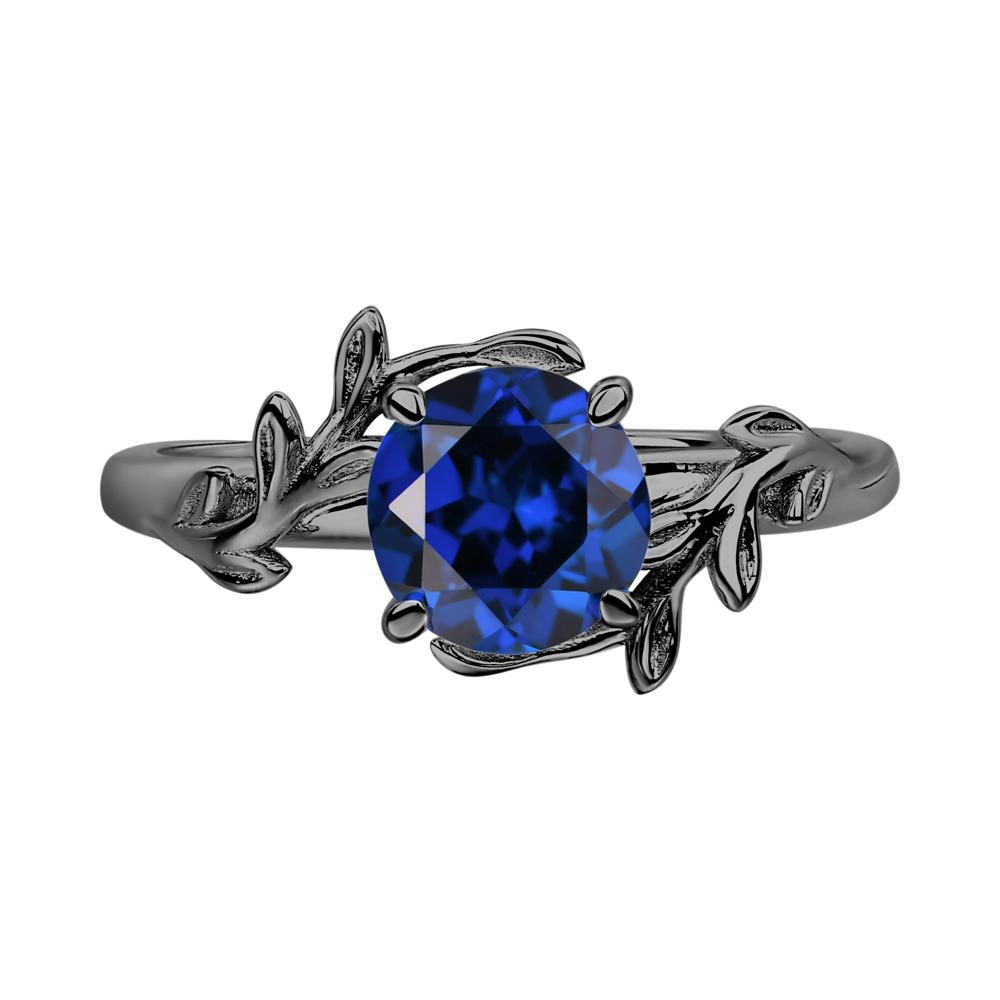 Sapphire Leaf and Vine Ring - LUO Jewelry #metal_black finish sterling silver