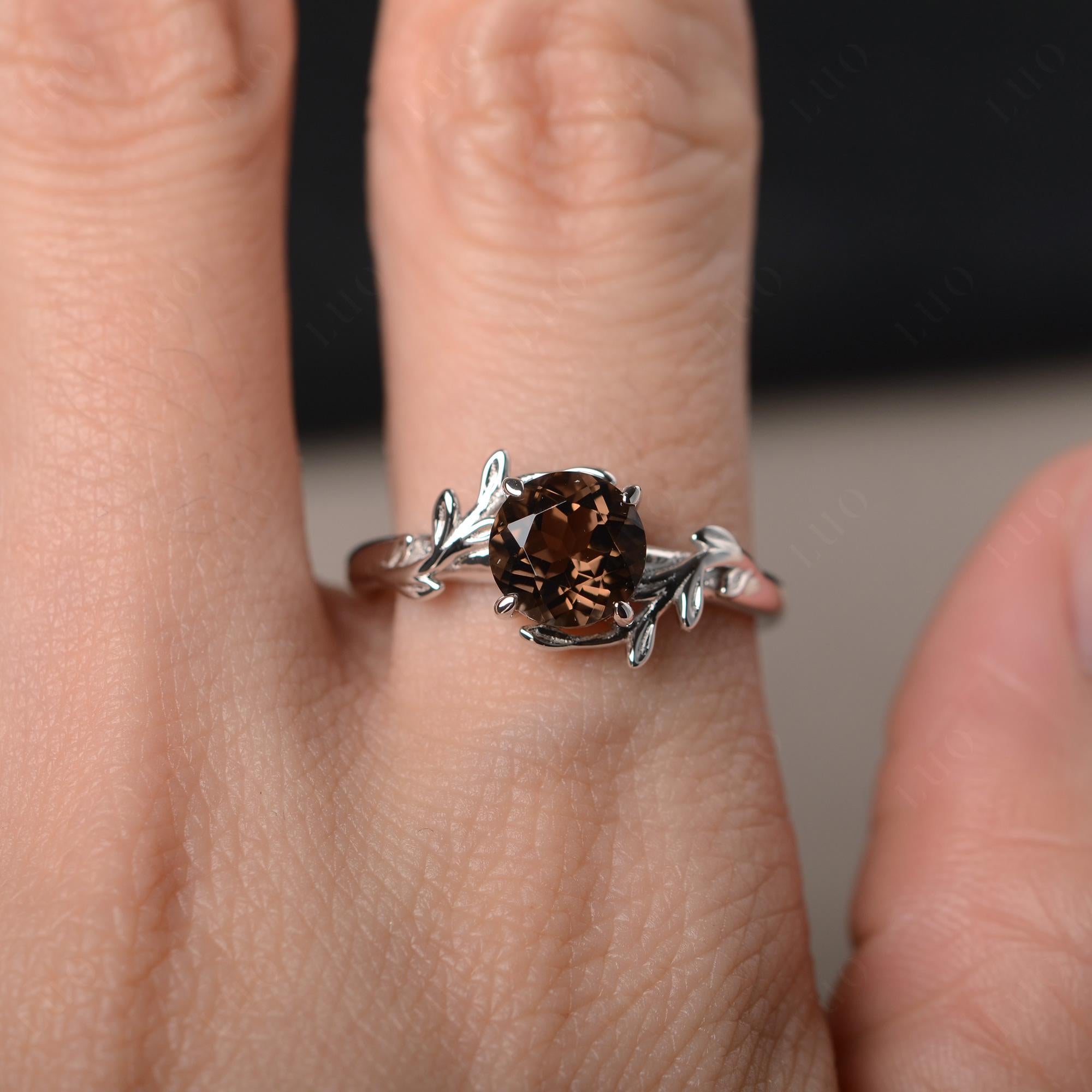 Smoky Quartz Vine Engagement Ring - LUO Jewelry 