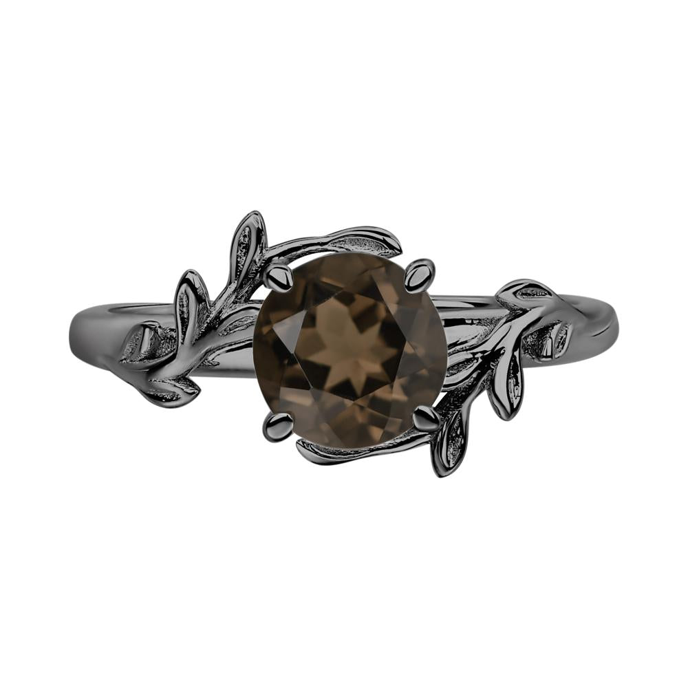 Smoky Quartz Vine Engagement Ring - LUO Jewelry #metal_black finish sterling silver