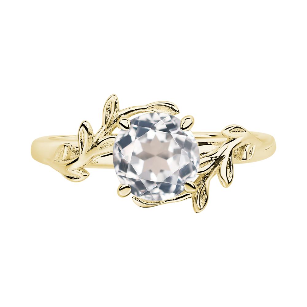 White Topaz Leaf and Vine Ring - LUO Jewelry #metal_18k yellow gold