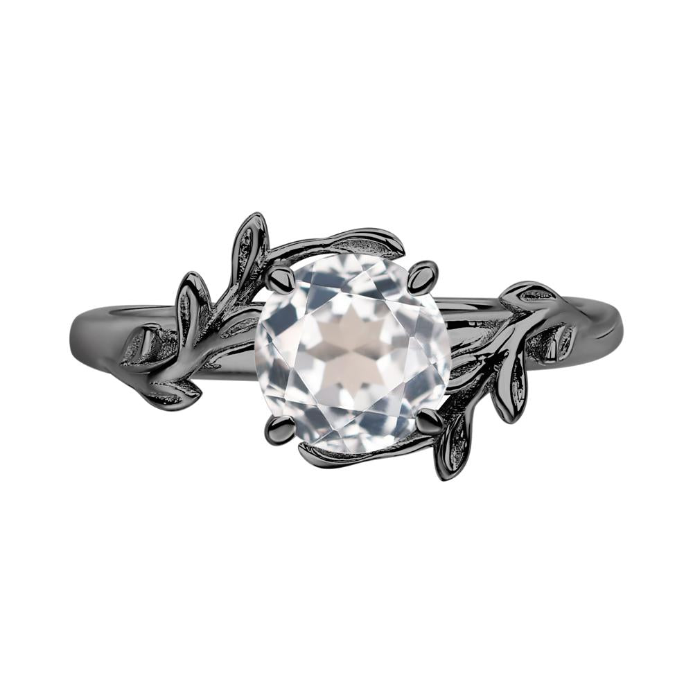 White Topaz Leaf and Vine Ring - LUO Jewelry #metal_black finish sterling silver