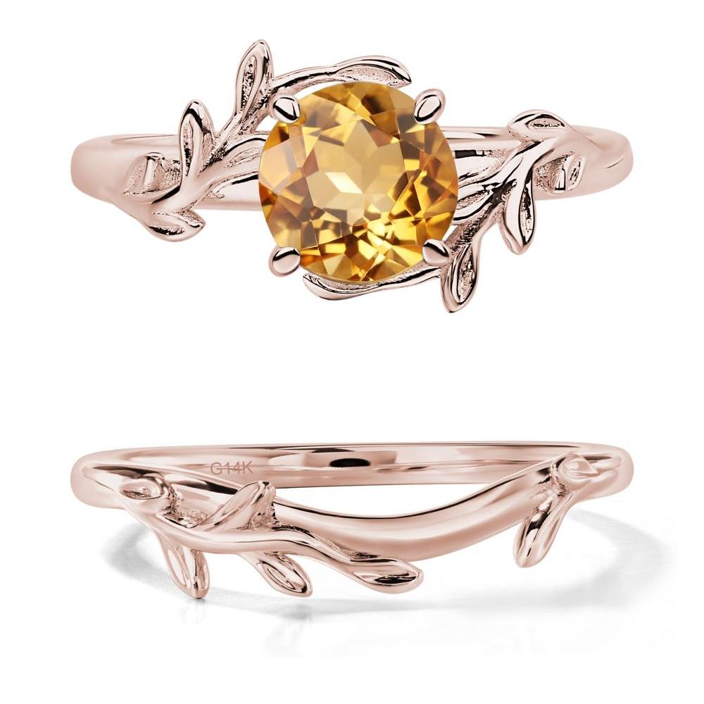 Citrine Leaf and Vine Ring - LUO Jewelry #metal_14k rose gold