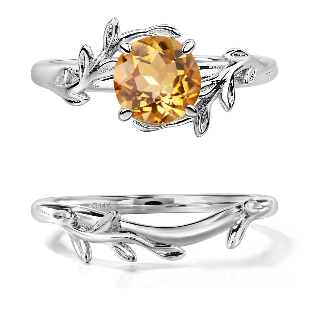 Citrine Leaf and Vine Ring - LUO Jewelry #metal_14k white gold