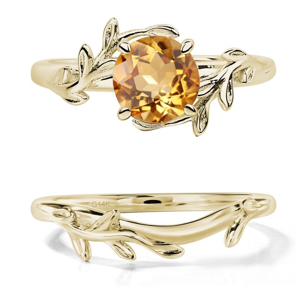 Citrine Leaf and Vine Ring - LUO Jewelry #metal_14k yellow gold