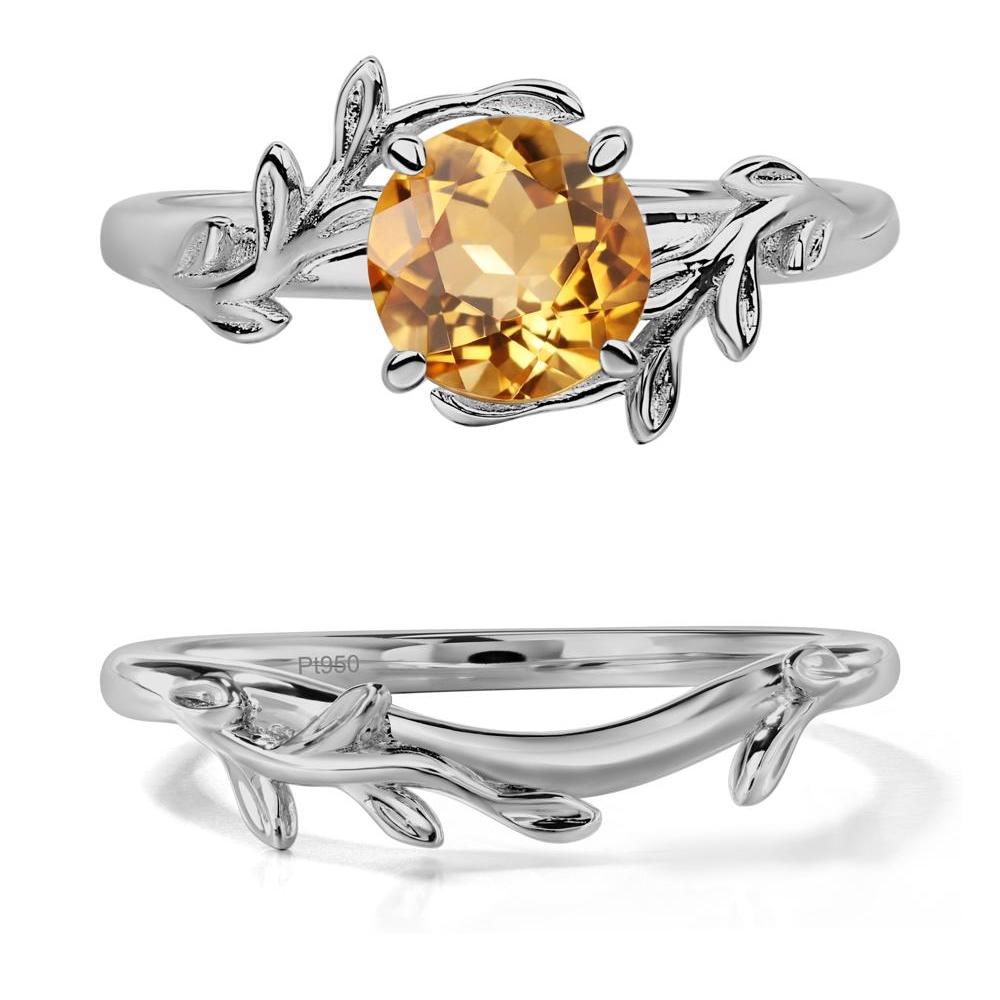 Citrine Leaf and Vine Ring - LUO Jewelry #metal_platinum